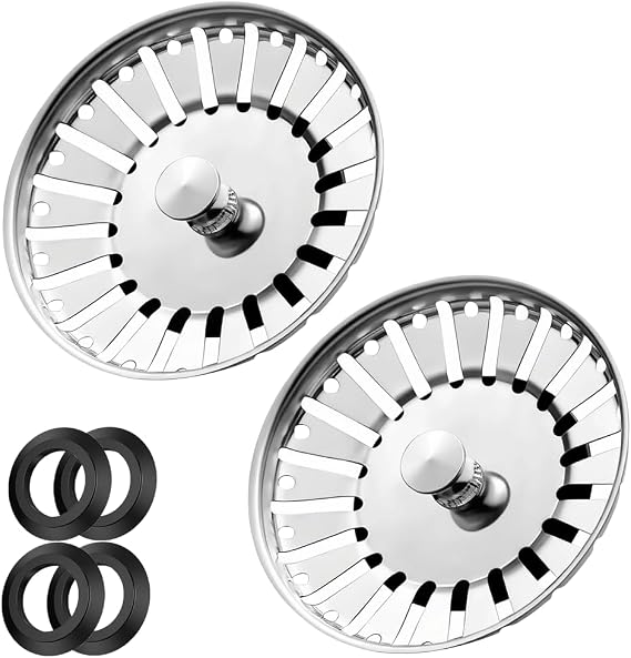 84mm Stainless Steel Sink Plug Strainer Pack of 2