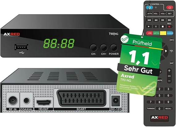 AXRED T90 HD DVBT2 Receiver with PVR Recording Function DVBT Receiver for DVB-T & DVB-T2 Antennas DVB T Receiver for TV Radio DVB T2 Antenna HDMI SCART USB
