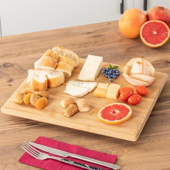 Porsima Bambu Peynir Pizza Tahtası Sunum Tahtası 360 Derece Dönen Yuvarlak Lüx Servis 35 x 30 x 1.5 cm