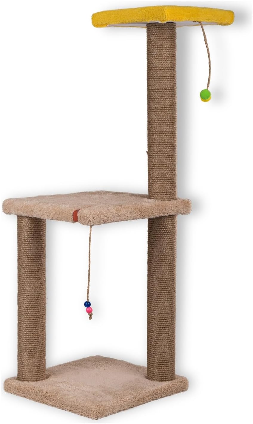 PUGALO 82 cm Krem iki Katlı Kedi Tırmalama Tahtası Catnipli Tırmalama Tahtası (Krem)