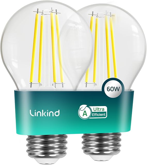 Linkind E27 Screw Bulb, Energy Class A 3.8W=60W, 2700K Warm White 806lm [Energy Class A]