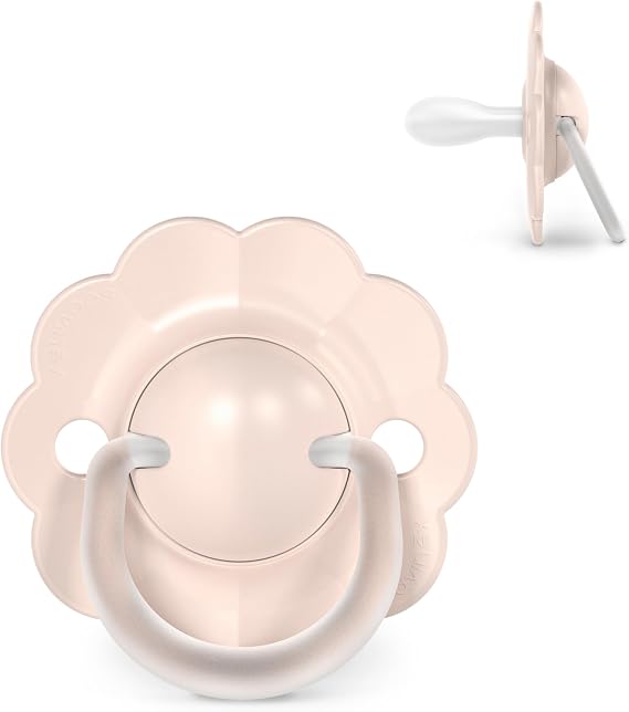 Suavinex, Baby Pacifier 0/6 Months and Newborns, SX Pro Silicone Physiological Teat, Symmetrical, Flat and Flexible, Respects Oral Development, Round Shape with Ring, Wonder Pink Smooth