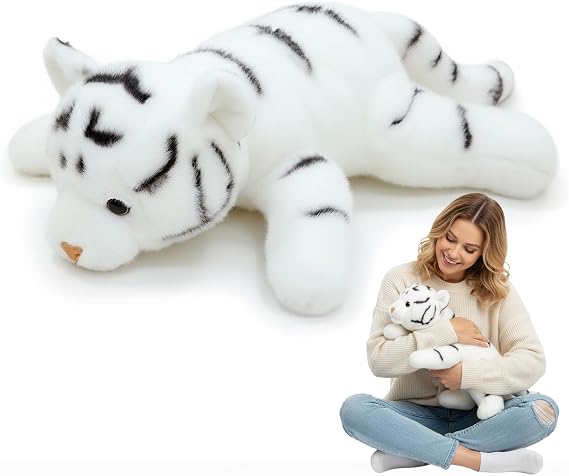 Plush Animals for Kids & Adults - Panda Teddy Bear Stuffed Toys, Hugging Pillow for Sleep Support, Soft Stuffed Animal Plushies Gift for Kids (White Tiger, 65cm)