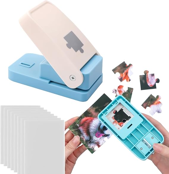 Puzzle Maker Machine Cutter,Blue Jigsaw Puzzle Making Machine with 10 Adhedive Foams,for Arts & Crafts Make Jigsaw Puzzles Scrapbooking & DIY Puzzle Jigsaw Mini Tool