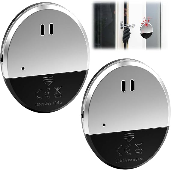 2 Pack Ultra Slim Vibration Alarm 130dB Window Alarms for Security Detects Glassbreak & Vibration Intruder Glass Break Security Alert Glass Siren for Door Shed Security Home, Office, Dorm Room, RV