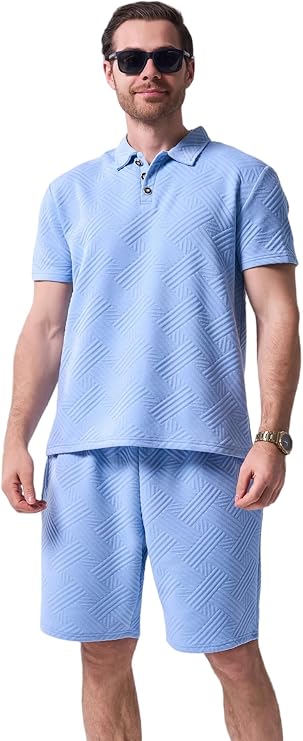 Men's Tracksuit Polo Shirt & Shorts 2 Pieces Summer Outfits Suit Activewear Sweatsuits 2 Pockets Oversize Casual Daily