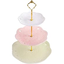 VIVILINEN 3 Tier Ceramic Cake Stand Round Dessert Cupcake Tower Stand for Afternoon Tea Party Food Server Display Set Multicolor