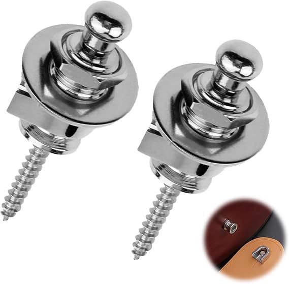 Guitar Strap Locks 2 Pack Strong Metal with Buttons