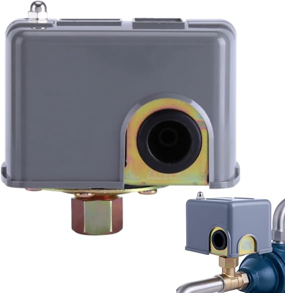 Ticfox 40-60 PSI Water Pump Pressure Switch, 110V/230V G1/4" Water Pump Control Switch Adjustable Double Spring Pole 0.8-5.0 Bar Range for Self Priming Water Pumps