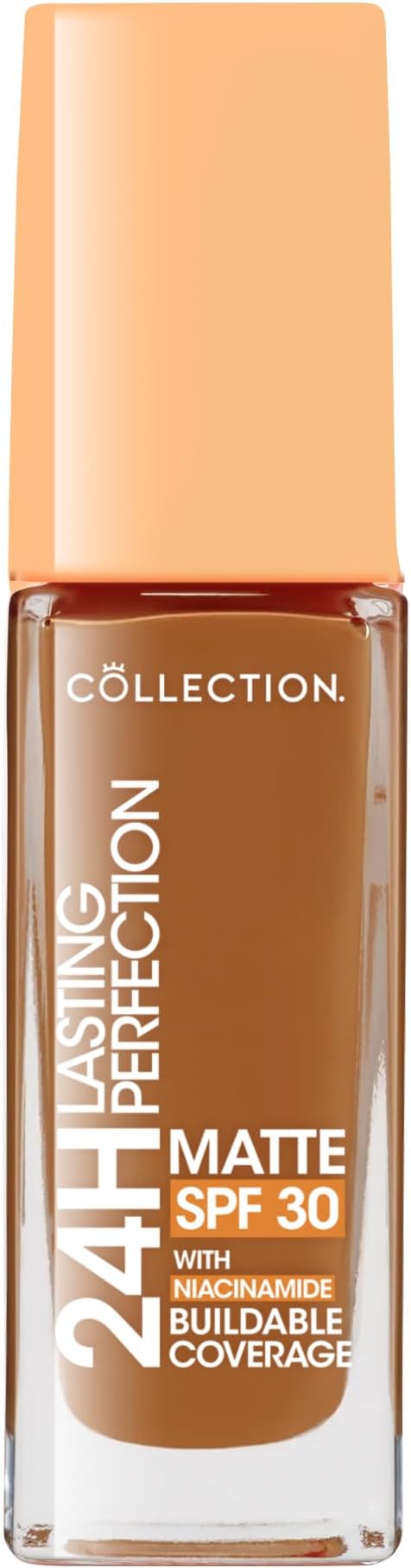 Collection Cosmetics Lasting Perfection Matte Foundation, Full Coverage, Anti-Ageing Effect, 24 Hour Wear, SPF 30, Contains Niacinamide, 27ml, Cocoa Warm