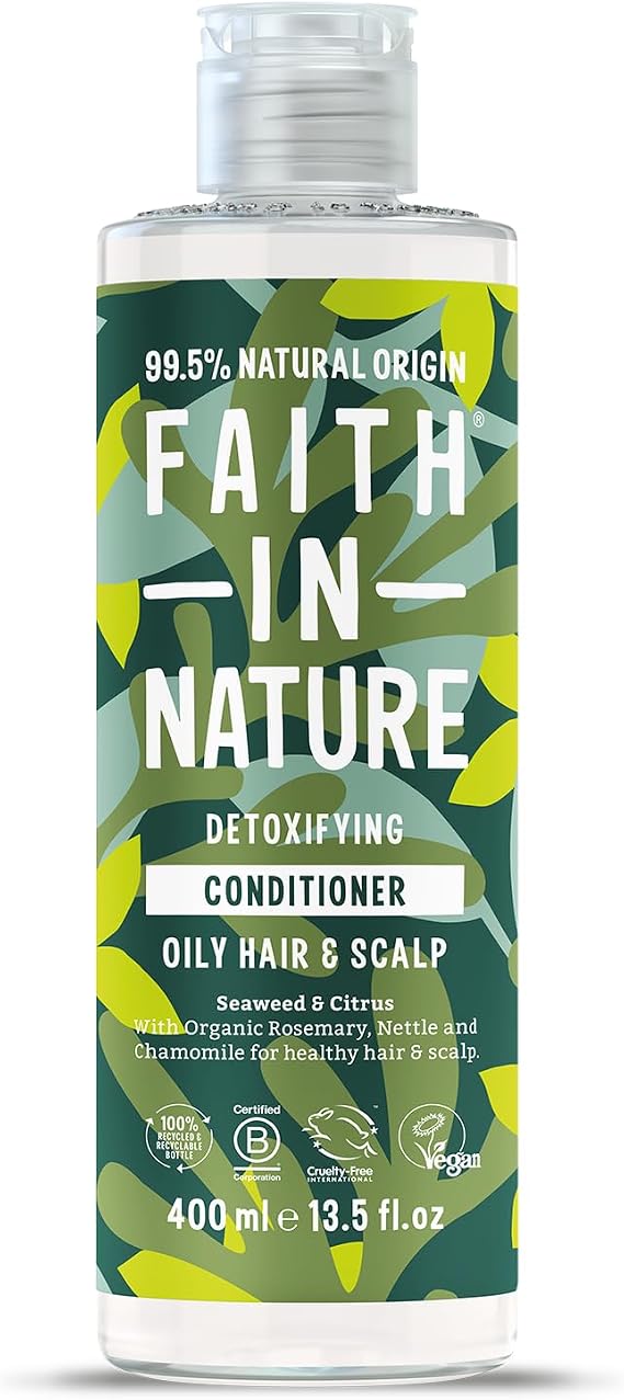 Faith In Nature Natural Seaweed & Citrus Conditioner, Detoxifying for Oily Hair & Scalp, Vegan & Cruelty Free, No SLS, Silicones or Parabens, 400ml