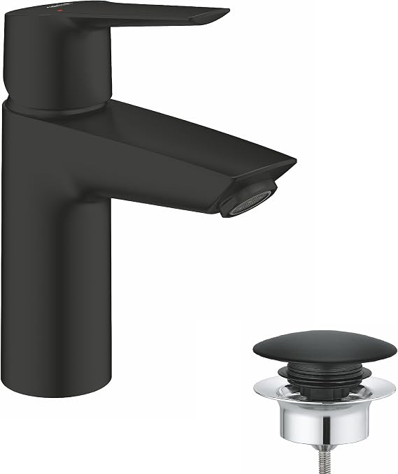 GROHE Start Single lever basin mixer 1/2 inch Size S QuickFix (Water Saving), Matte Black 235502432