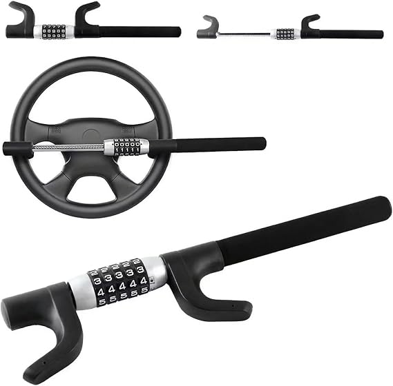 Universal Steering Wheel Lock 5 Digit Combination Wheel Lock car Anti-Theft Steering Wheel Lock Steering Lock Password Steering Wheel Keyless Lock for Cars, Trucks, SUV, Golf Carts, Trailers