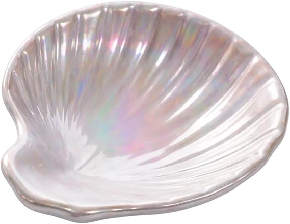 Trinket Dish Shell, Ceramic Trinket Dish, Trinket Dish Jewellery Dish Ring Dish, Seashell Trinket Dish Ring Holder, Ring Holder Dish for Rings Earrings Necklaces Bracelet Women Birthday Gift