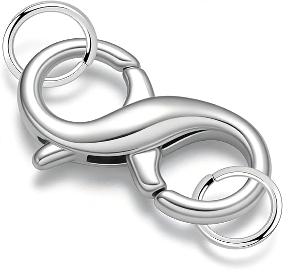 Necklace Clasp, Double Opening Lobster Clasps, Sterling Silver Necklace Clasp and Closures for Jewellery Making and Repair, Solid 925