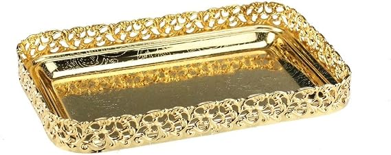 1Pcs Gold Serving Tray Rectangle Gift Tray Mirror Polished Paandan Display Plate Tray Fruit Platter Snacks Drinks Serving Tray