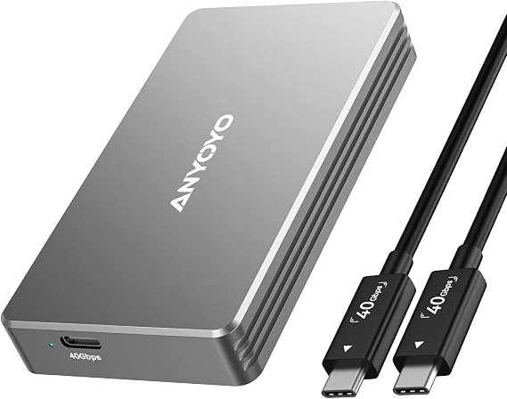 40Gbps M.2 NVMe Enclosure, Tool-Free Aluminum External M.2 SSD Enclosure Compatible for Thunderbolt 3/4/5, USB4, UASP & TRIM, NVMe SSD Enclosure Support Size 2280 M&B+M-Key PCIe SSDs, Up to 2800MB/s
