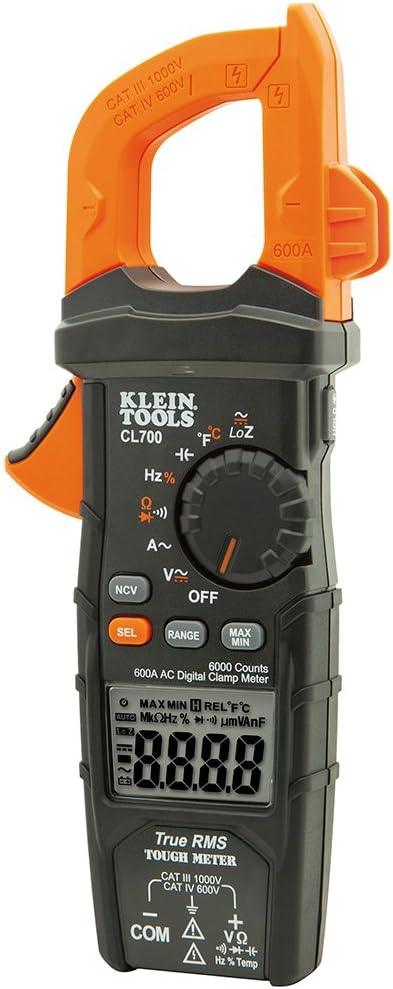 Klein CL700 AC Auto-Ranging LOZ Digital Clamp Meter, Orange