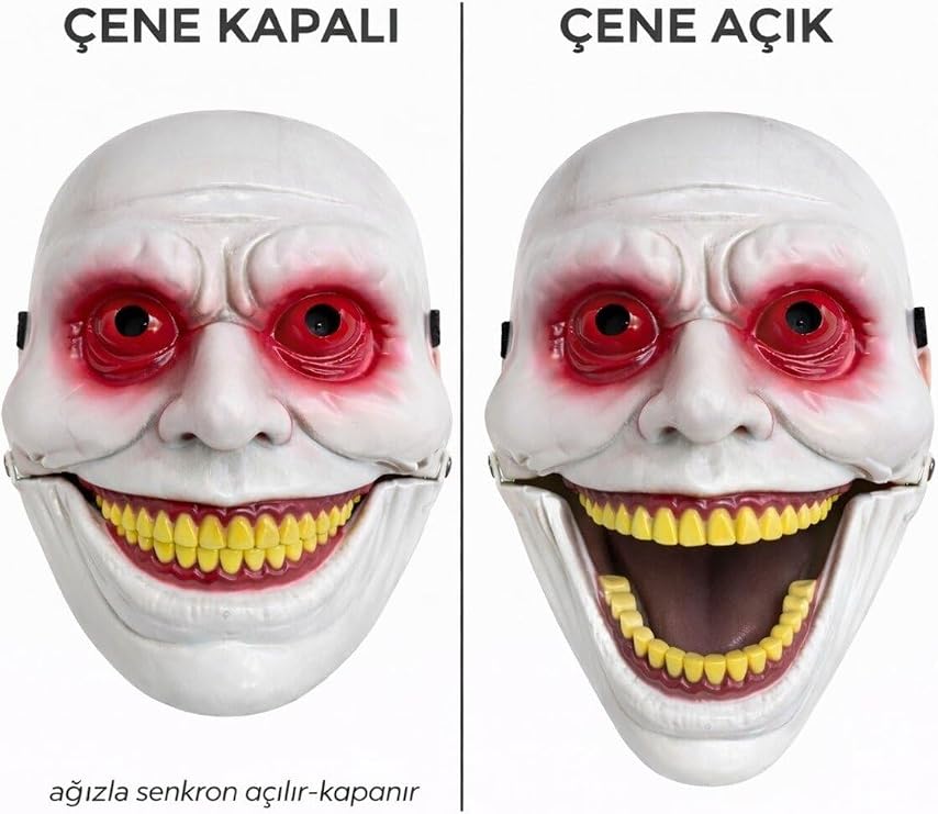 Genel Hareketli Çene Mekanizmalı Korku Maskesi Kırmızı, Standart, BLBA-763782, Renkli, Üniseks