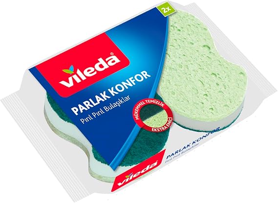 Vileda Konfor Oluklu Sünger, 2'li Paket,Parlak