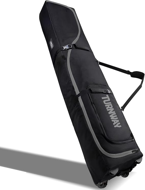 TurnWay Premium Padded Snowboard/Ski Bag with Wheels for Air Travel, Double Rolling Ski Bag Heavy Duty Waterproof Boot Bag Fit 2 Sets Skis/Single Snowboard Up to 190 CM