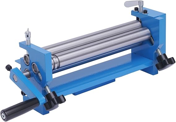 Round Bending Machine Hand-Cranked Metal Bending Machine, Steel Adjustable 1.26-2.95in Roller Bender for Sheet & Wire, 300mm Capacity Workshop Tool with Gear Protection