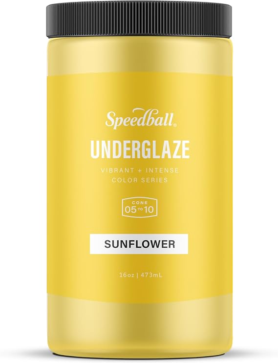 Speedball Underglaze, Sunflower, 16 Oz, Made in USA, Lead-Free Color Glaze for Pottery and Ceramics, Wide Firing Range Cone 05-10, Food Safe