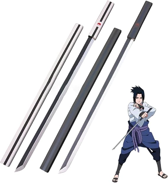 Naruto Anime Blade Foam Sword Model Sasuke Uchiha With Scabbard Black/White (White)