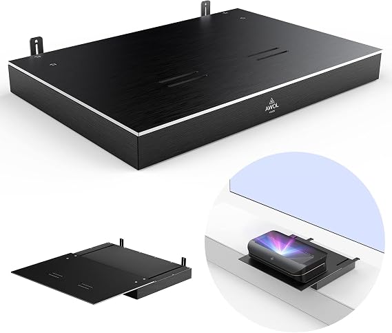 AWOL VISION IC-A150 Motorized Sliding Shelf for Ultra Short Throw (UST) Projector - Expandable to 150" Image, Auto-Retractable Telescopic Tray, Smart Sync with Projector Performance