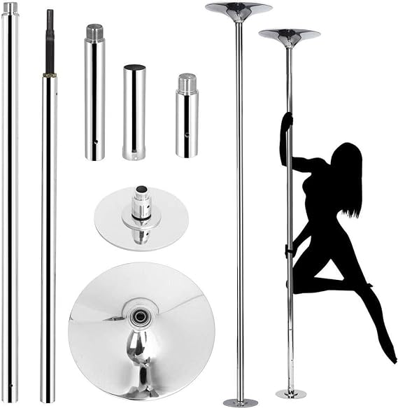 Heavy-Duty 2.7M Pole Dance Pole - Dual Spin & Static Modes, Reinforced Hollow Interlocking Design For Home Use & Portable Stage Setup