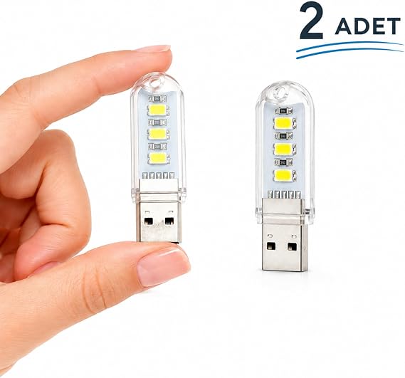 Flash Disk Görünümlü 2'li USB Mini LED Gece Lambası Beyaz Işık Tak Çalıştır [Enerji Sınıfı A+++]