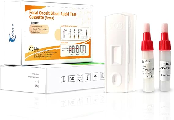FOB Test Bowel Test Kit immunochemical Fecal Occult Blood (iFOB) Home use and Stool Test for Ulcers, Polyps, Colitis (2 pcs)