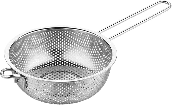 Kitchen Strainer - Stainless Steel with Handle Sifter | Pasta Strainers Food Drainer Colander - for Cooking Draining Vegetable Spaghetti French Fries Home Apartment Restaurant