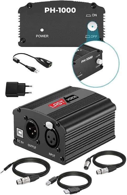 Lastvoice Ph-1000 +48V Phantom Power Ses Kartı (Usb, XLR Kablo ve Adaptör)