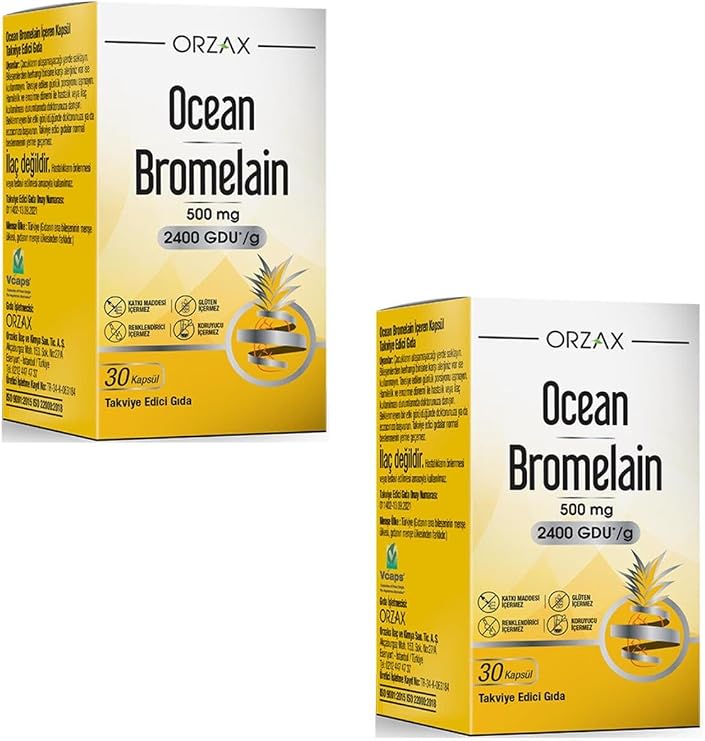 Ocean Bromelain 500 mg, Takviye Edici Gıda, 30 Kapsül, 2 Adet