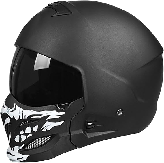 Retro Full Face Motorcycle Helmet, Jet Helmet with Visor, Combination Helmet for Adult Men and Women, Open Face Motorbike Helmet, ECE 22.06 Approved 1,XL(59-60CM)
