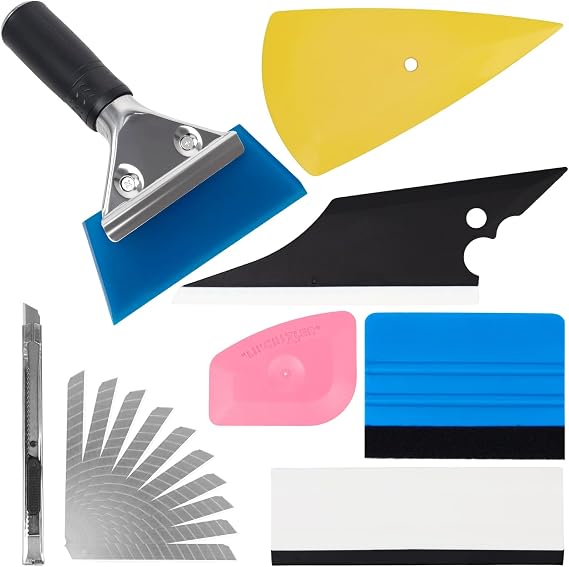 17PCS Car Window Tint Kit, Window Film Tools, Vinyl Wrap Tools Set, Car Window Film Tinting Tools Includes Vinyl and Felt Squeegees for Window Tinting Tools