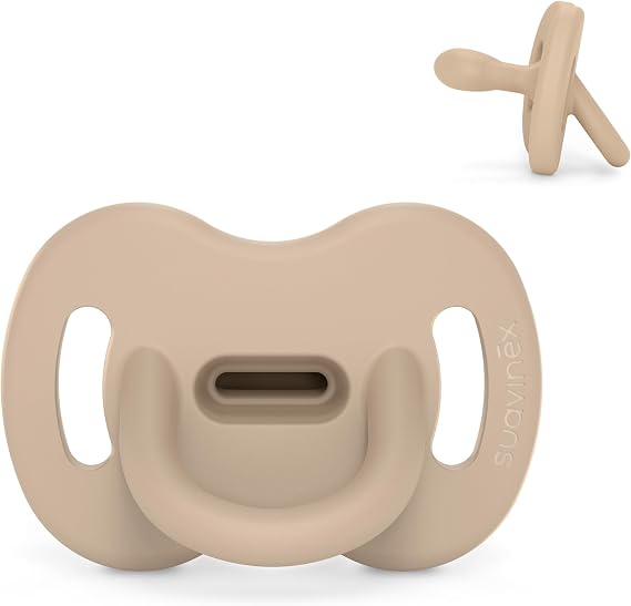 Suavinex, All Silicone Pacifier, Babies 0/6 Months and Newborns, Physiological Teat Sx Pro, Soft and Flexible, Ideal for Sleeping, Respects Oral Development, Colour Essence, Irish Cream