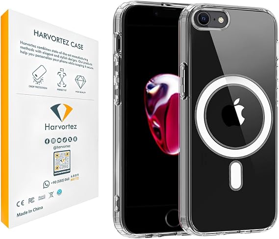 HARVORTEZ, iPhone 12 Mini, MagSafe Uyumlu Güçlü Manyetik Kılıf, PC Çevre Dostu Malzeme, Logo Görünür Kapak, TamUyumlu, Köşe Darbe Emicili Zarif Case (Şeffaf)