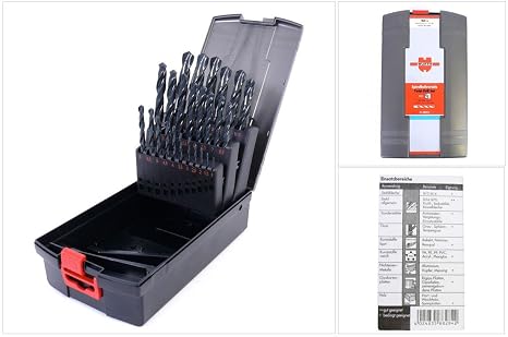 WÜRTH Spiral Drill Bit Set 25 pc HSS DIN Type N 338 Assorted Box Twist Drill Set 0634 6