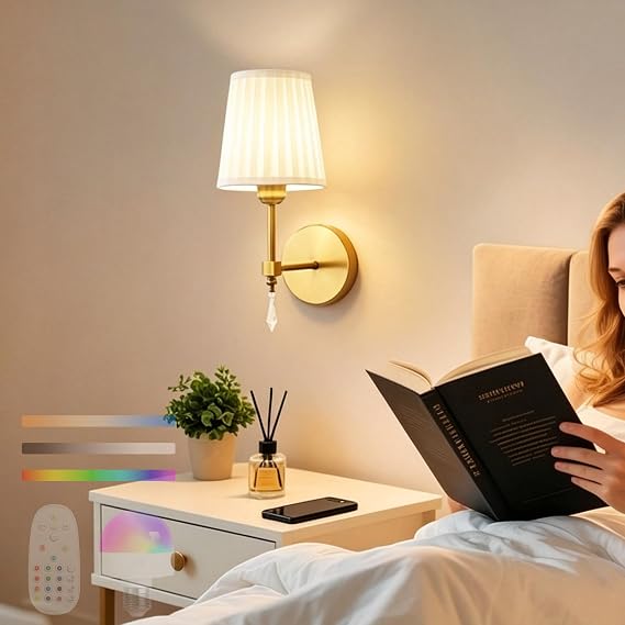 LED İç Mekan Duvar Lambası Şarj Edilebilir RGB Duvar Lambası Kısılabilir Şarj Edilebilir Ampul ve Uzaktan Kumandalı Duvar Lambası Yatak Odası Koridor Oturma Odası için Duvar Aydınlatması (Altın [Enerji Sınıfı A+++]