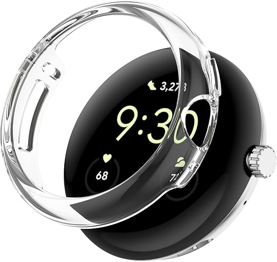 Case compatible with Google Pixel Watch 1/2/3 41mm, Hard PC Frame Protective Cover Bumper (Without Screen Protector), Ultra-Light (Transparent)