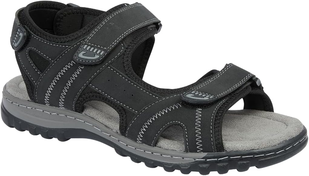 Men's Triple Adjustable Straps Faux Leather Sport Trekking Hiking Sandals