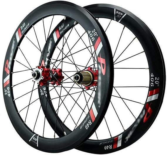 自転車用ホイールセット 20/22インチ フロント/リアホイール アルミハブ ディスク/vブレーキ 24穴 クイックリリース 7/8/9/10/11/12速カセット対応 カラー：グレー、サイズ：20インチ