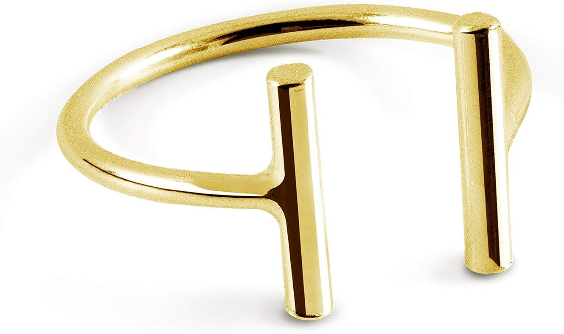 SINGULARU - Ring Sticks - Adjustable from Size 10 to 16. 925 Sterling Silver with 18 Kt Gold Plated Finish. Jewellery for Women, Ajustable, Sterling Silver, Not applicable
