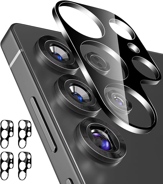 CloudValley [4 Pack Camera Lens Protector for Samsung Galaxy S25 Ultra, 9H Tempered Glass Lens Cover, Anti-Scratch & Case Friendly [Not Affect Flash & Night Shot],Black
