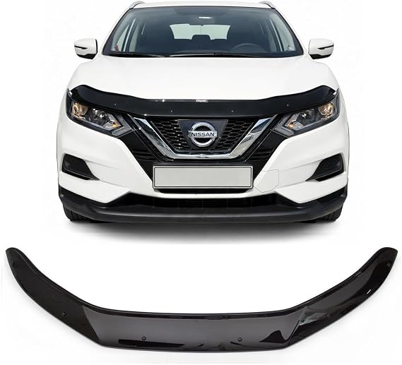 Black Bonnet Protector Bug Guard Wind Stone Deflector FOR NISSAN QASHQAI J11 (2017-2020)