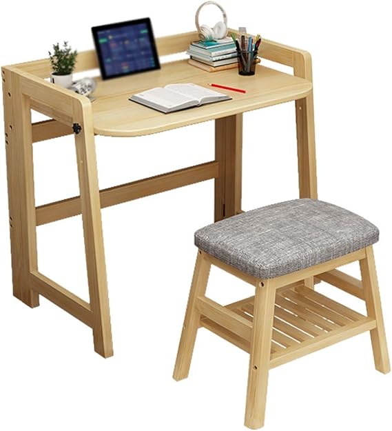 Study Desk Kids Study Table Home Kindergarten Desk Foldable Lift Table Writing Table Desk Table and Chair Set Home Office Desk (Size : Gold)