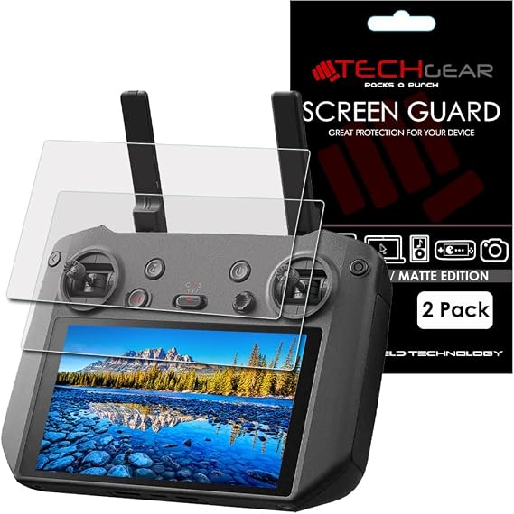 TECHGEAR 2 Pack Matte Screen Protectors for DJI RC Pro Controller of DJI Mini 3 Pro - ANTI GLARE/MATTE Screen Protectors Compatible with DJI RC Pro display of DJI Mavic 3, DJI Air 2S
