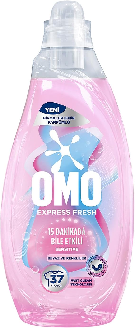 OMO Express Fresh Sensitive Beyaz & Renkliler 37 Yıkama, Sıvı Çamaşır Deterjan